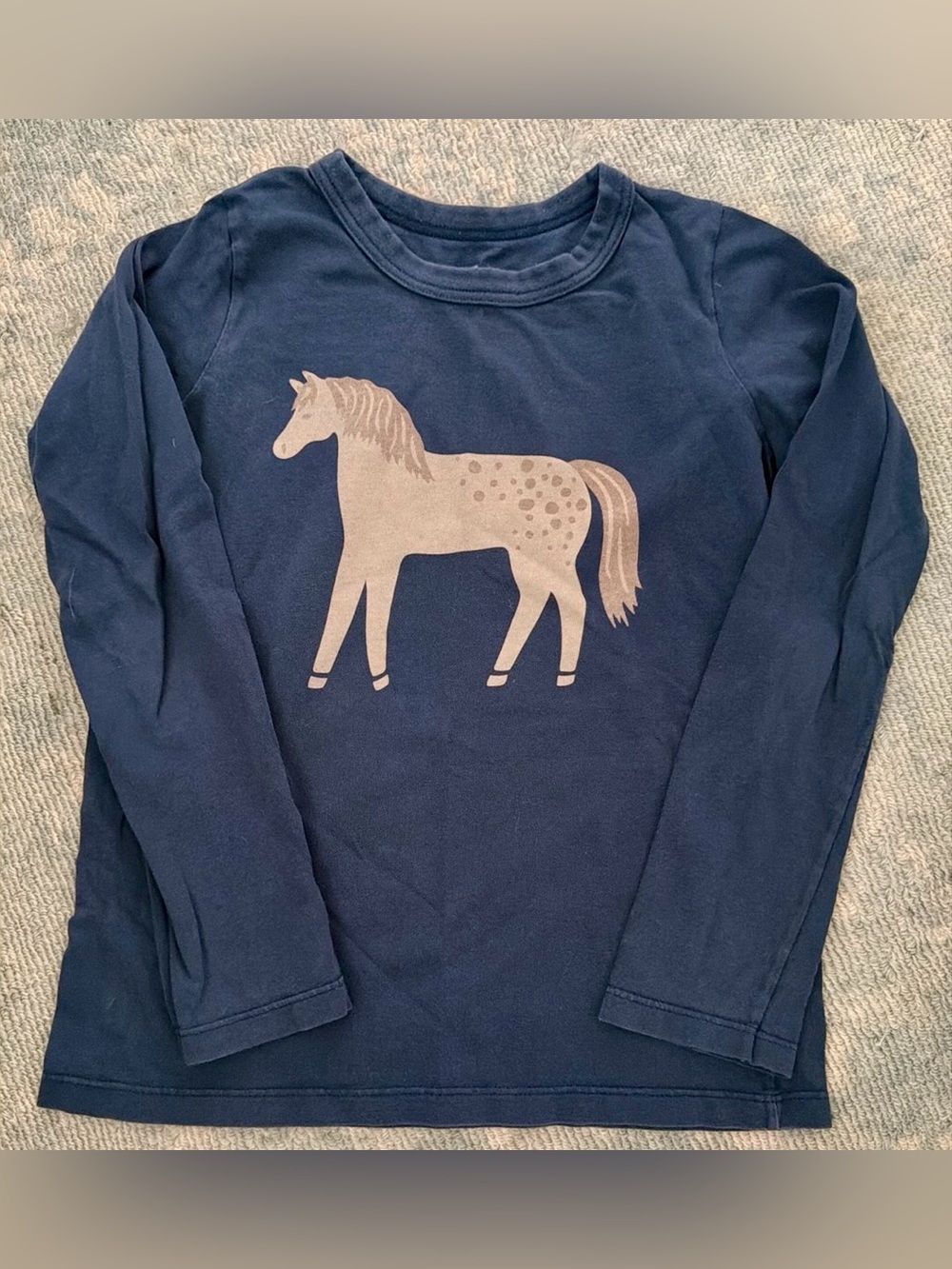 Children's Winter Water Factory Navy Long-Sleeve Tee with Horse Graphic - size 8